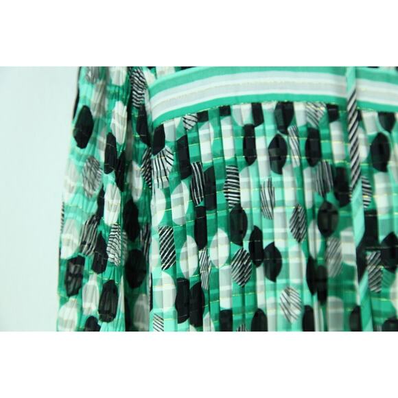 Women's XL ? Tunic Top Sheer Metallic Pleated Festive Holiday Boho Geometric - Picture 7 of 10